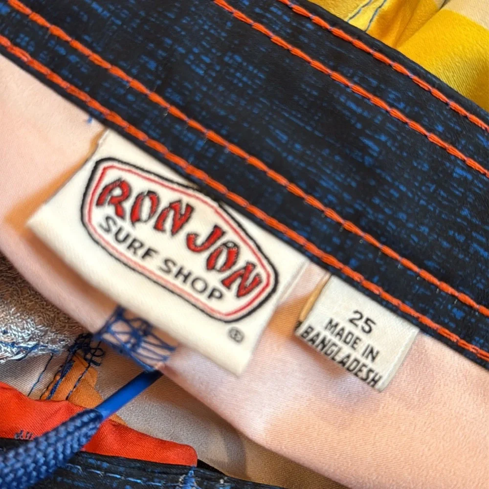 Ron Jon Boys Youth Size 25 Orange Sunset Colorblock Surf Board Shorts Swim